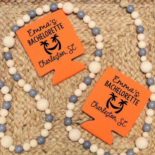 Beach Bachelorette Screen Printed Can Coolers