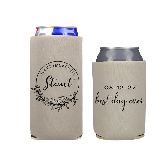 Best Day Ever  Wedding Reception Favors Regular and Slim Can Cooler Combo Package, Business Logo