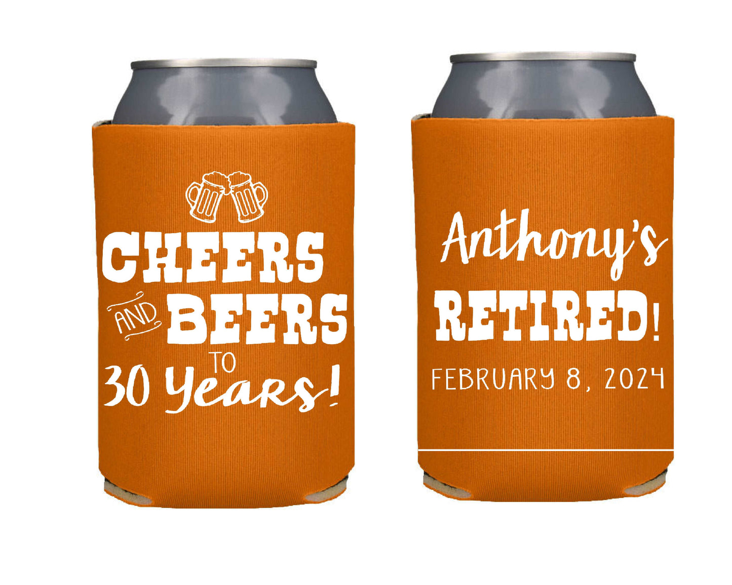 Cheers and Beers Retirement Screen printed Can Cooler