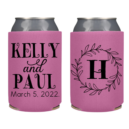 Wedding Favor Monogram Screen Printed Can Cooler