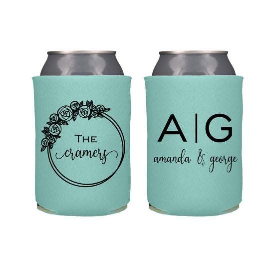 Monogram Wedding Favor Screen Printed Can Cooler