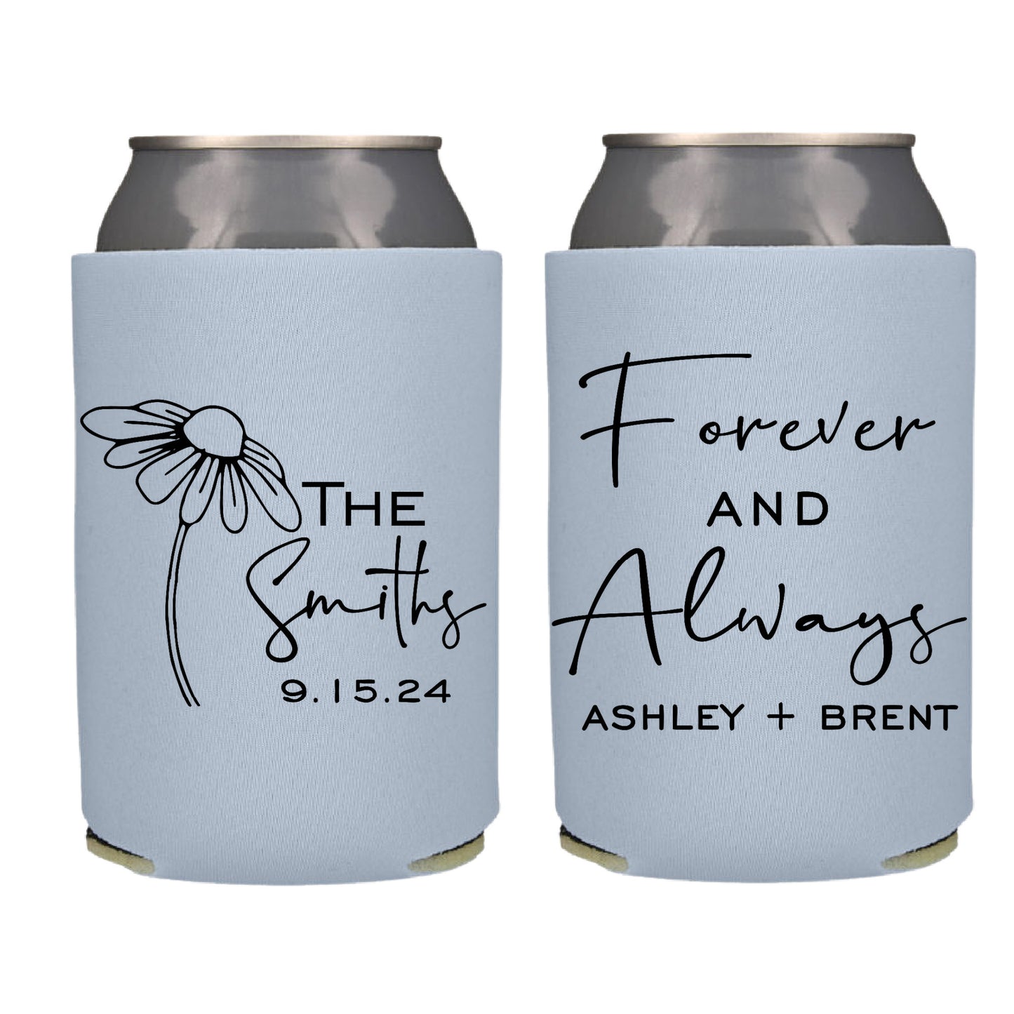 Forever and Always Screen Printed Can Cooler Wedding Reception Favor