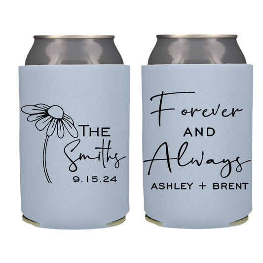 Forever and Always Screen Printed Can Cooler Wedding Reception Favor