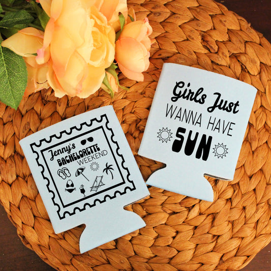 All Girls Want to Have Sun Screen Printed Can Coolers
