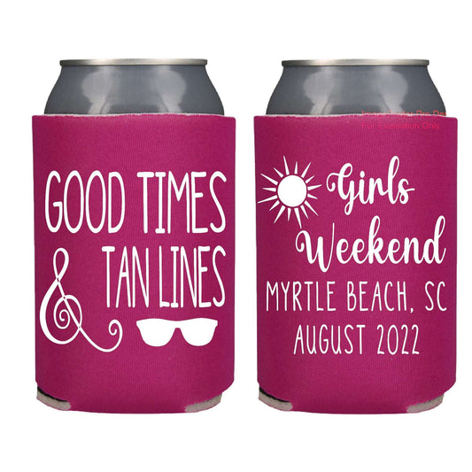 Good Times & Tan Lines Screen Printed Can Coolers