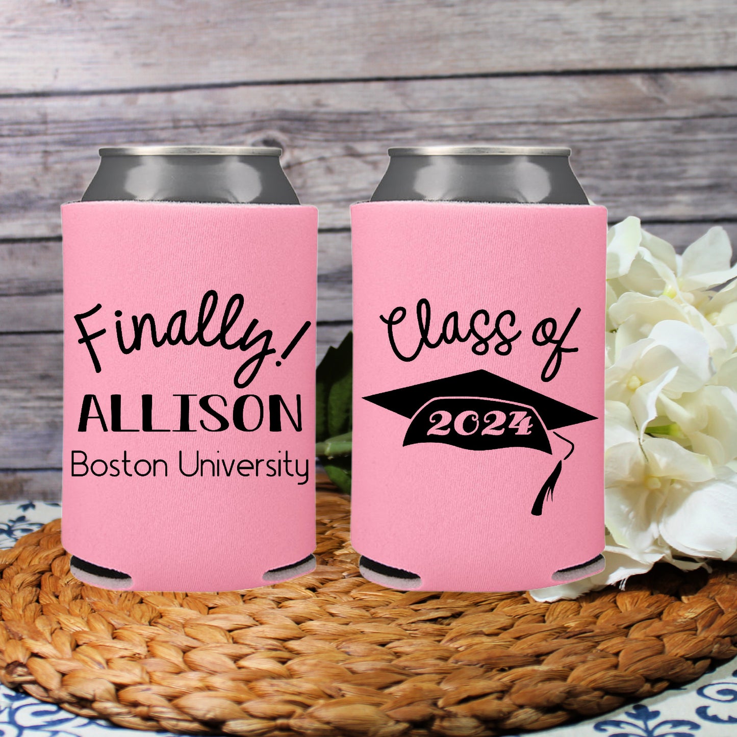 Graduation Screen Printed Can Cooler Grad Party Favor