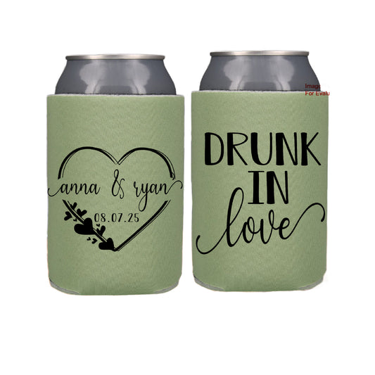 Drunk In Love Wedding Favor Screen Printed Can Cooler