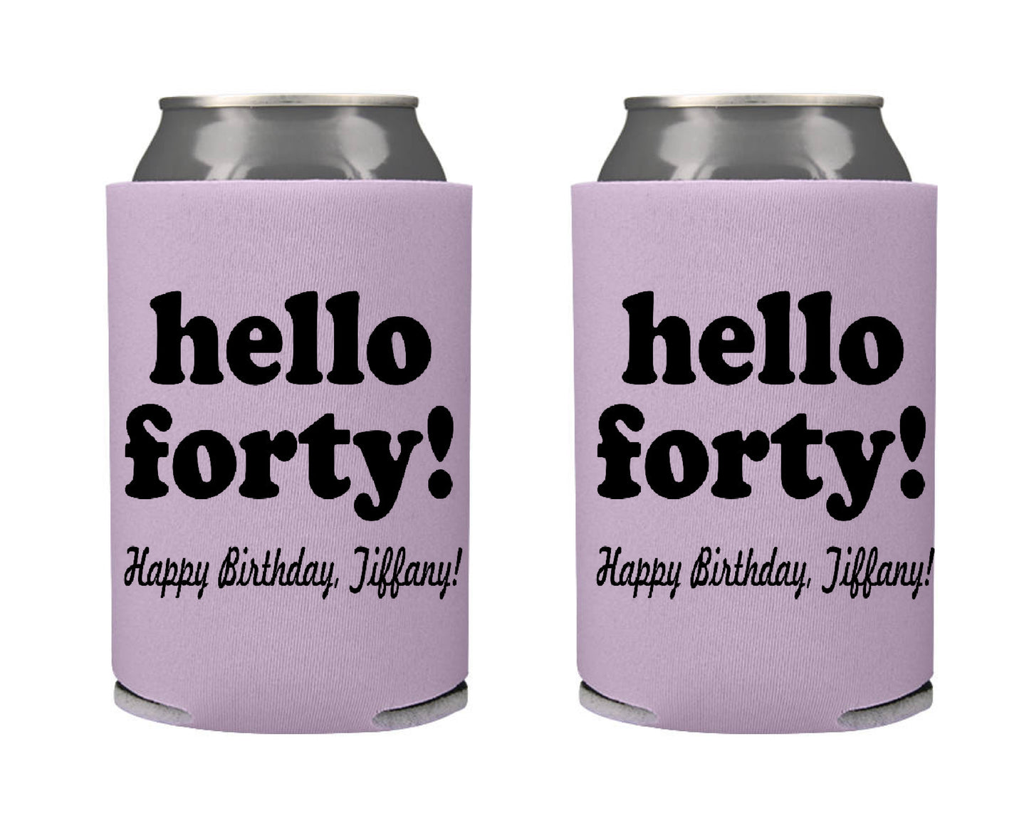 Hello Forty Birthday Party Favor Screen Printed Can Cooler