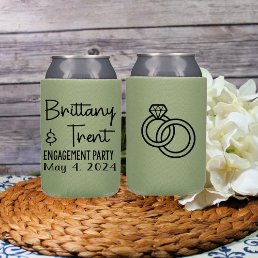 Engagement Party Favor Screen Printed Can Cooler