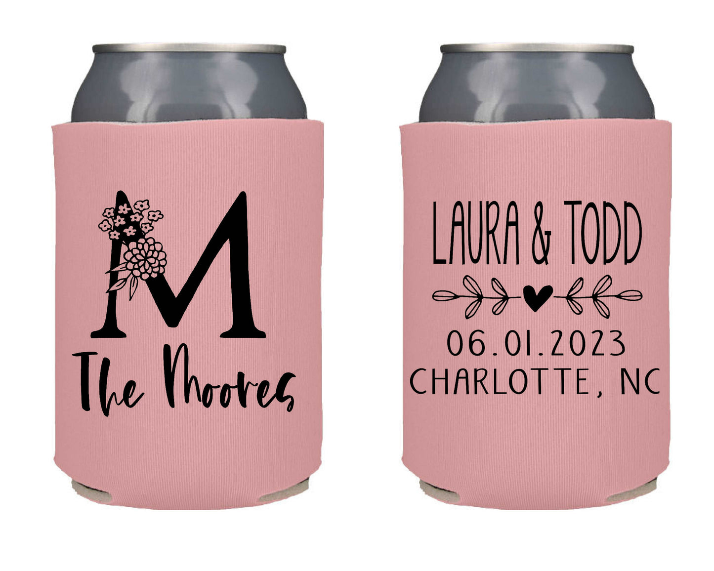 Large Letter Wedding Screen Printed Can Cooler