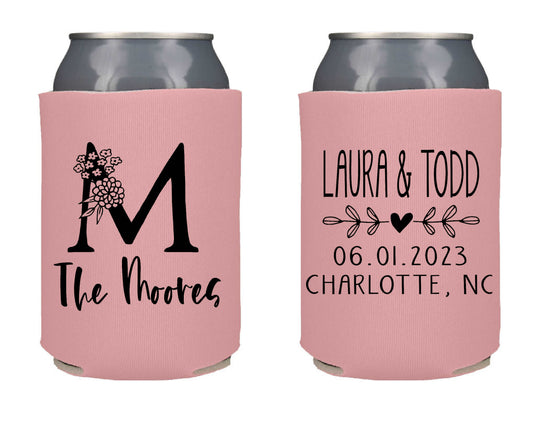 Large Letter Wedding Screen Printed Can Cooler