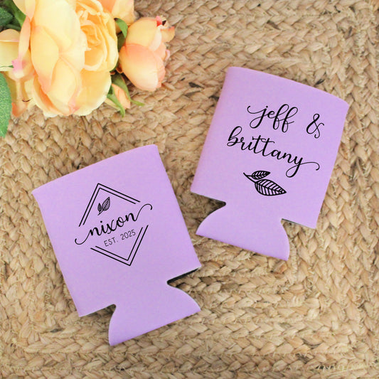 Monogram Minimalist Wedding Favor Screen Printed Can Cooler