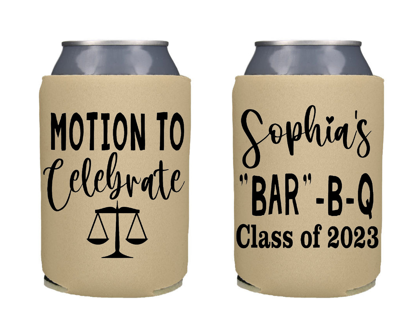 Motion To Celebrate Bar B Q Graduation Screen Printed Can Cooler