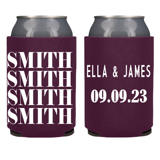 Monogram Wedding Favor Screen Printed Can Cooler