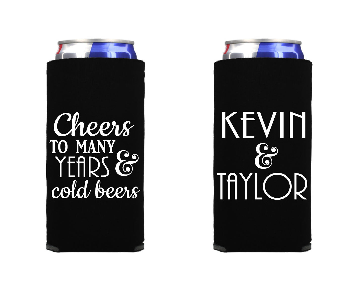 Wedding Can Cooler, Wedding Reception Favor Screen Printed Skinny Can Cooler. Slim 12 oz. Party Favor