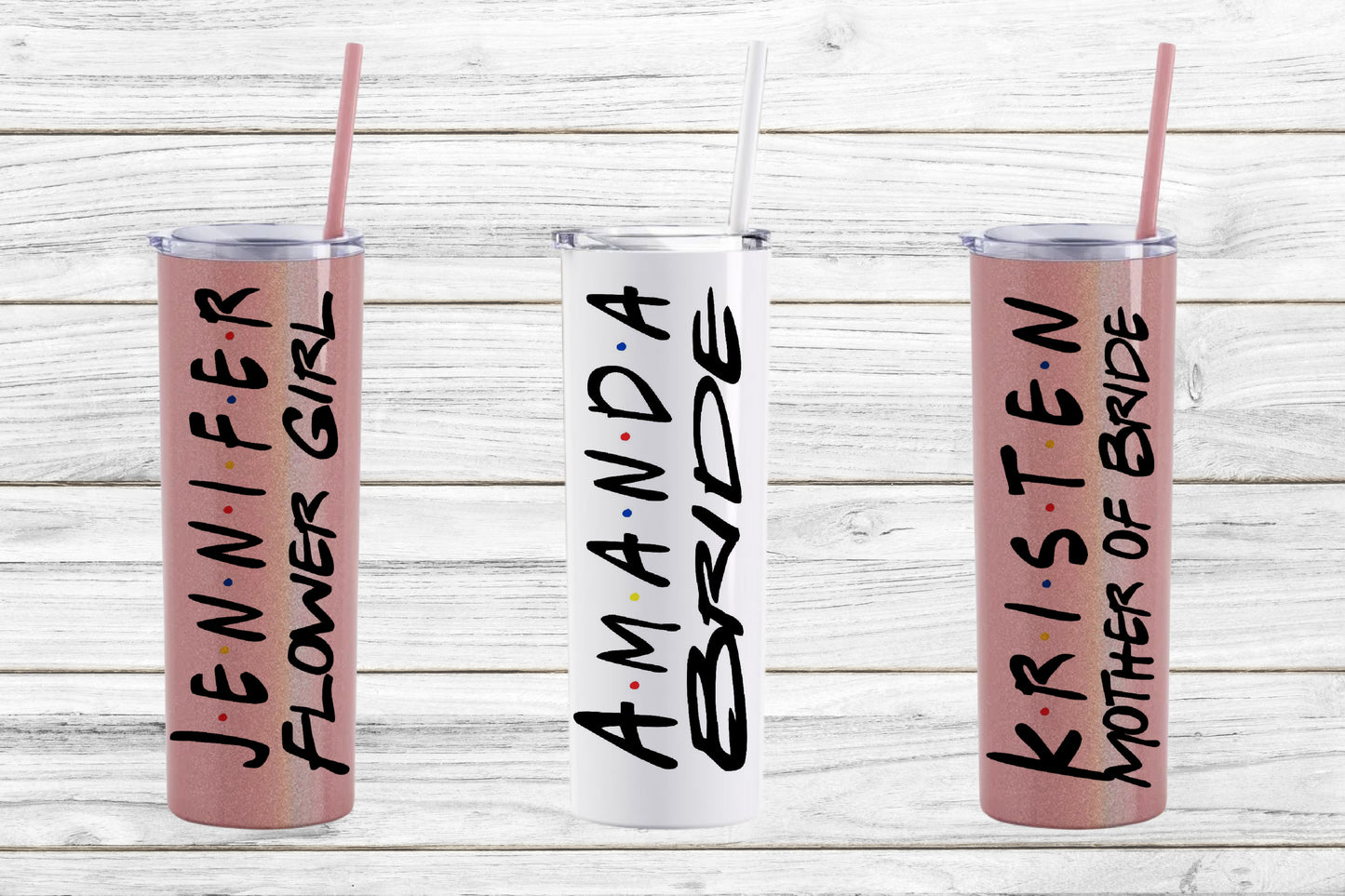 Personalized Friends Wedding Stainless Steel Skinny Tumbler