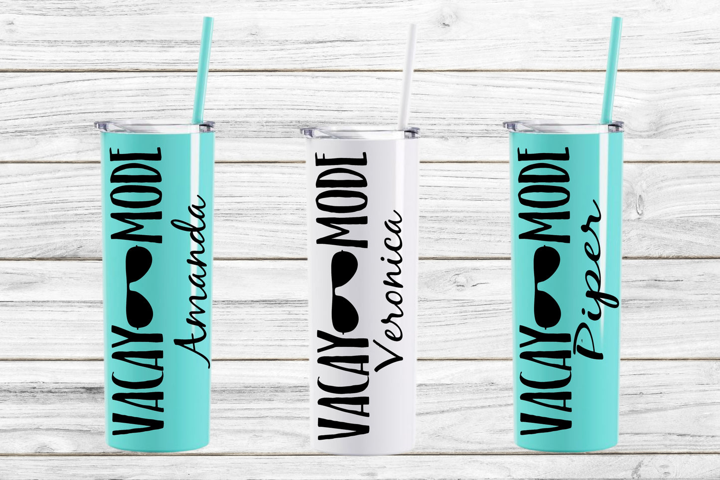 Personalized Vacay Mode Stainless Steel Skinny Tumbler