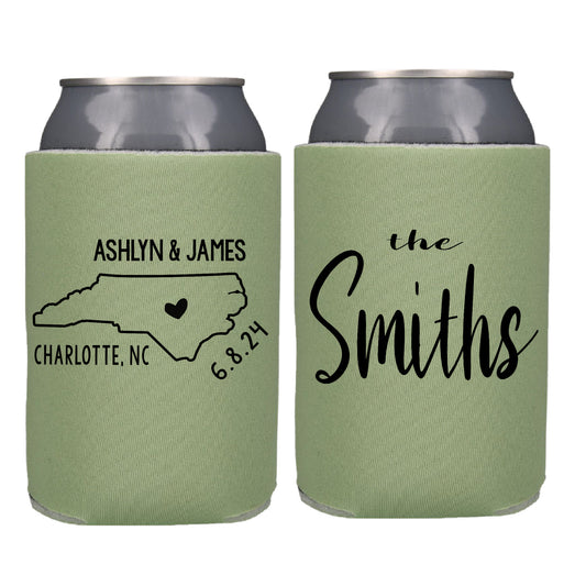 State Wedding Favors Screen Printed Can Cooler