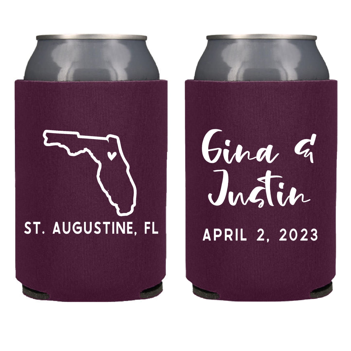 State Wedding Favors Screen Printed Can Cooler