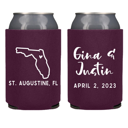 State Wedding Favors Screen Printed Can Cooler