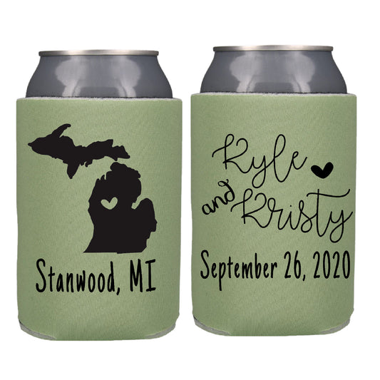 State Wedding Favors Screen Printed Can Cooler