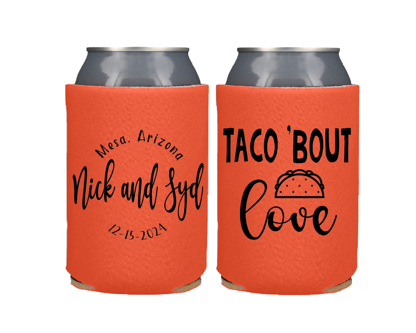 Taco 'Bout Love Screen Printed Can Coolers Wedding Reception Favor