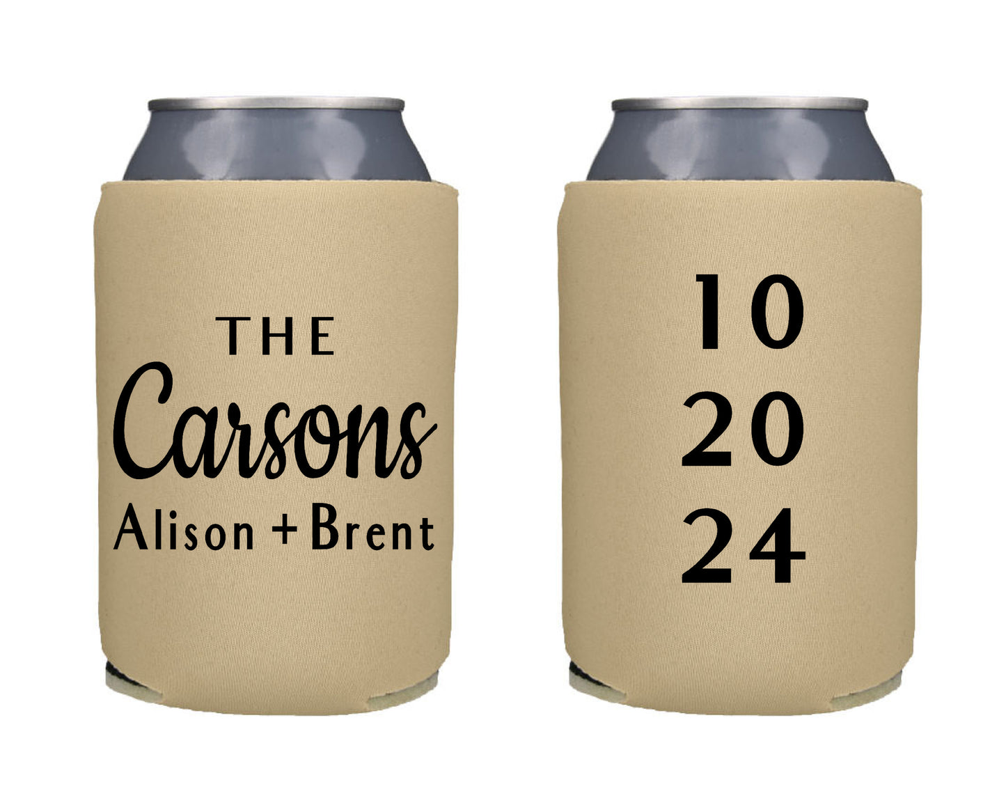Vertical Date  Minimalist Wedding Screen Printed Can Cooler