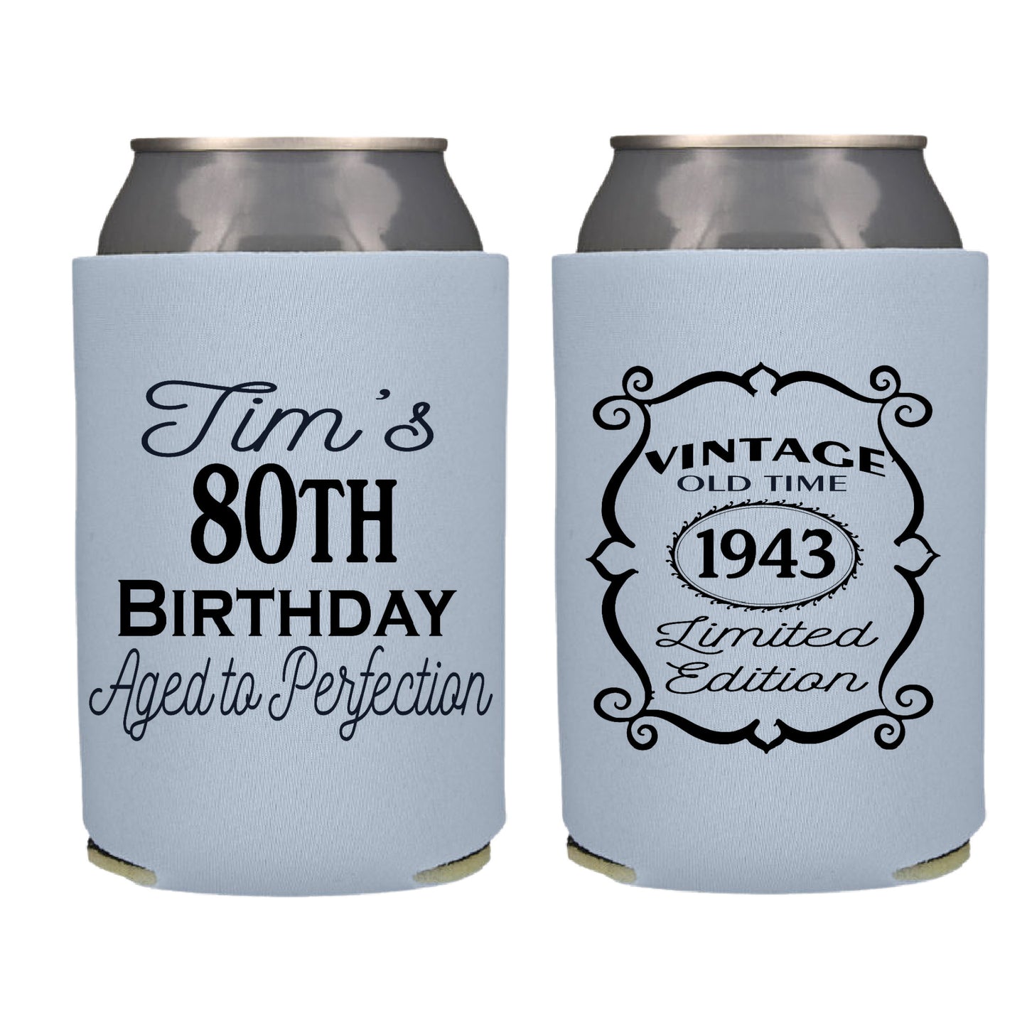 Vintage Birthday Party Favor Screen Printed Can Cooler