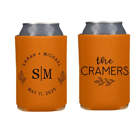Monogram Wedding Favor Screen Printed Can Cooler