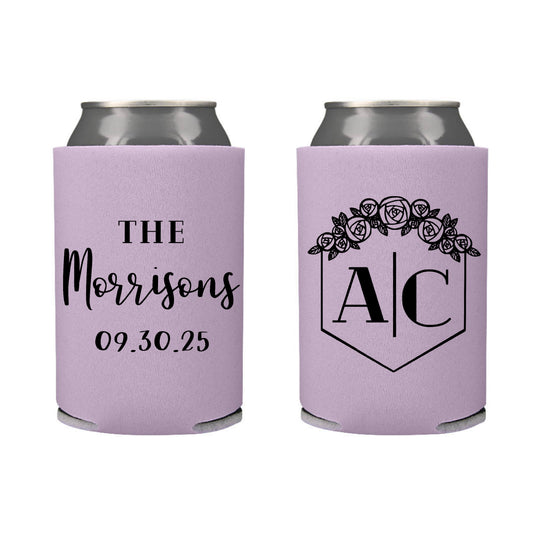 Monogram Wedding Favor Screen Printed Can Cooler