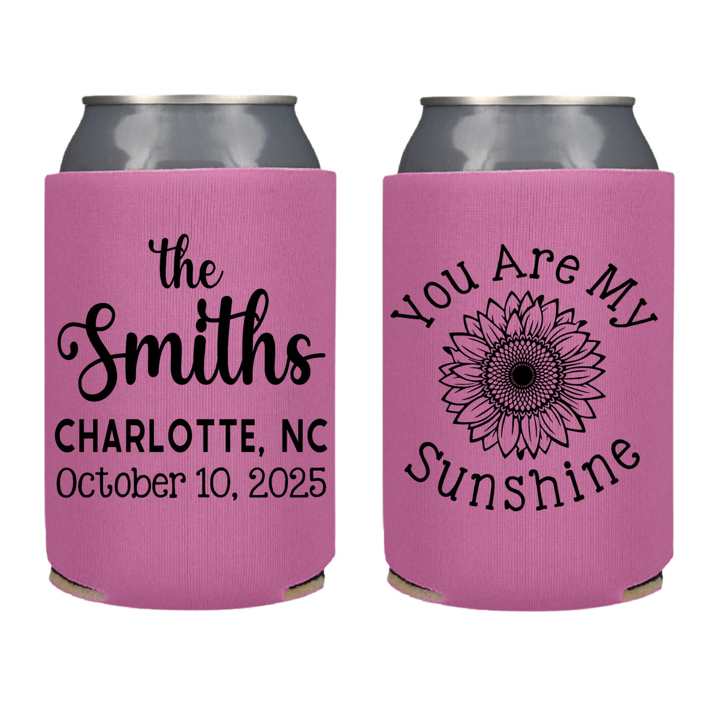 You are my Sunshine Sunflower Screen Printed Can Cooler Wedding Reception Favor