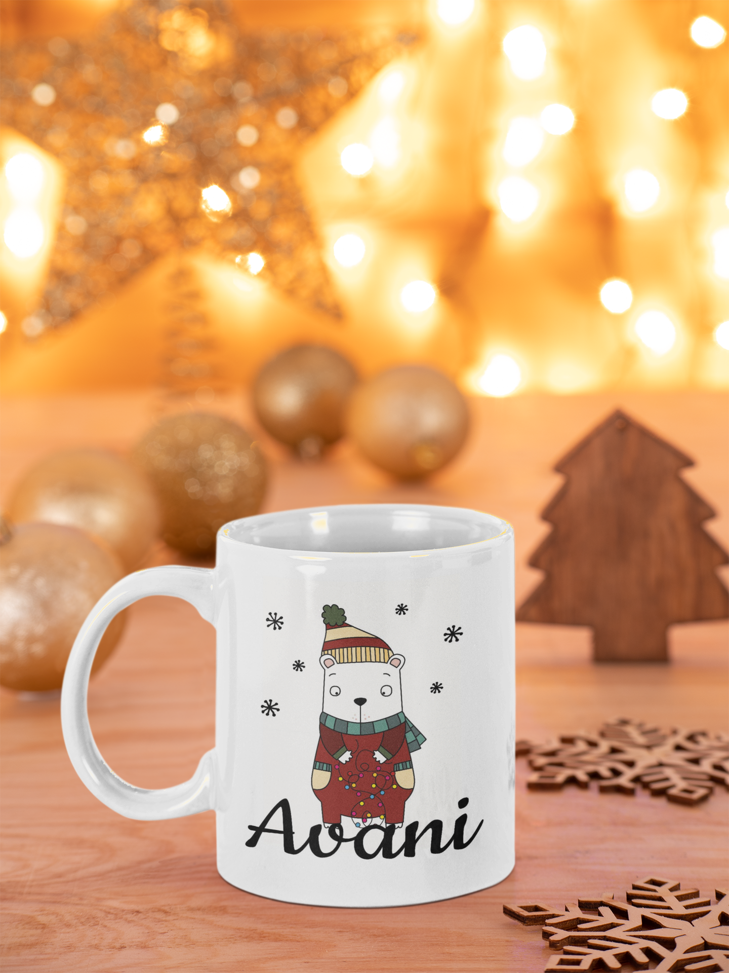 Personalized Bear Christmas Ceramic Mug