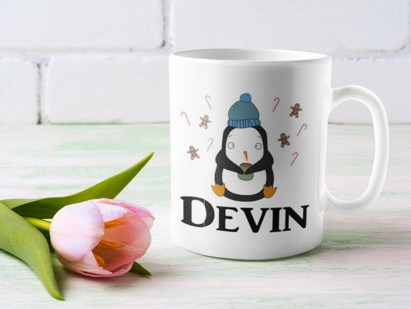 Personalized Penguin Christmas Ceramic Mug