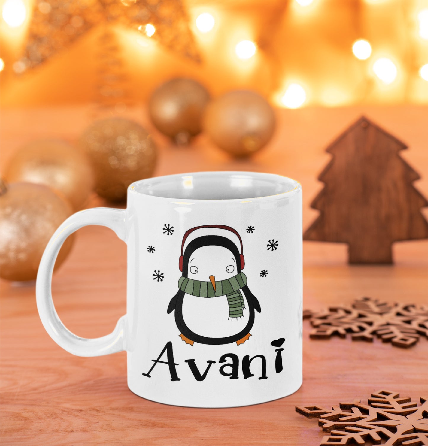 Personalized Penguin Christmas Ceramic Mug