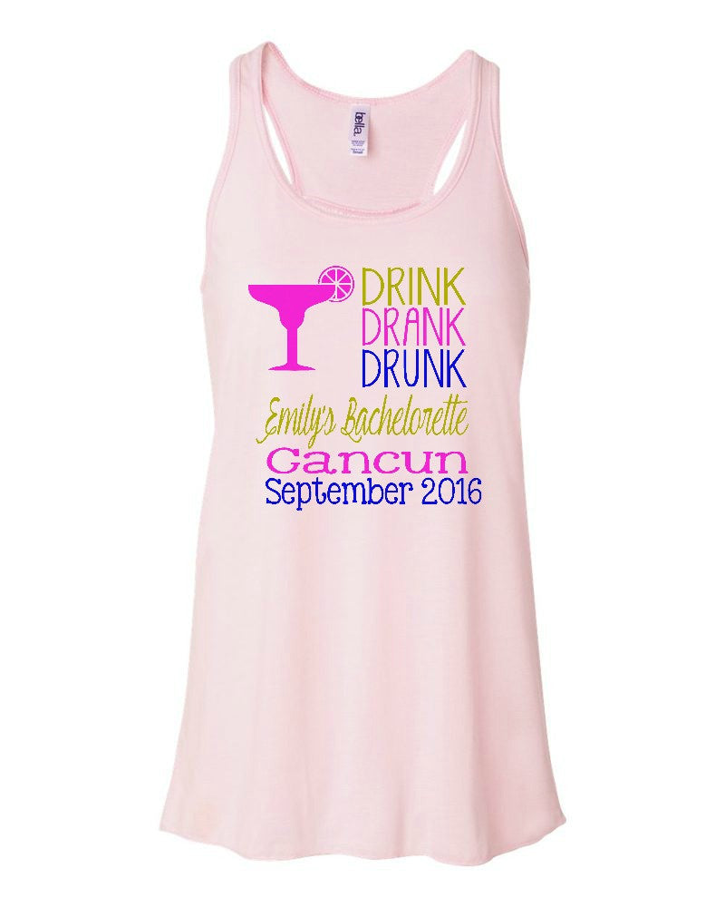 DRINK DRANK DRUNK Flowy Racerback Tank - Be Vocal Designs