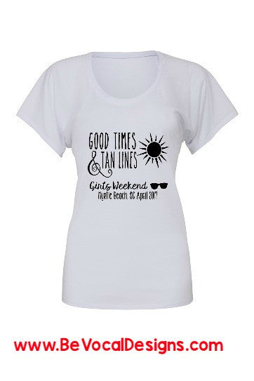 Good Times & Tan Lines Flowy Raglan Screen Printed Tee Shirts - Be Vocal Designs