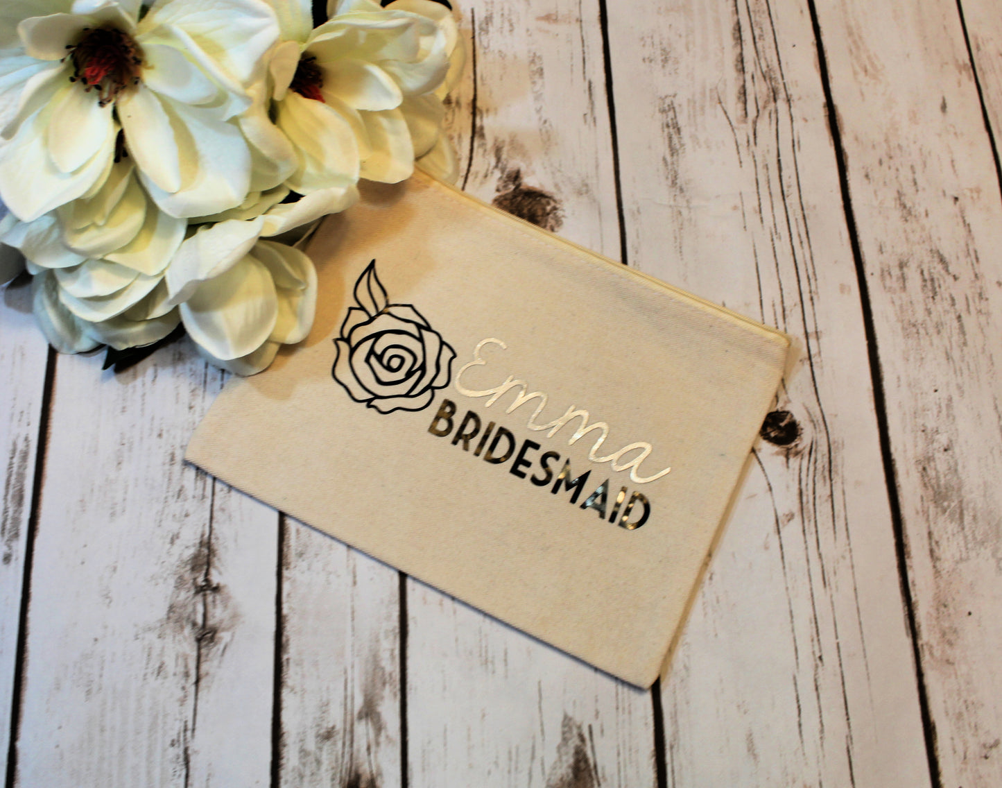 Personalized Bridal Party Cotton Canvas Make Up Bag freeshipping - Be Vocal Designs
