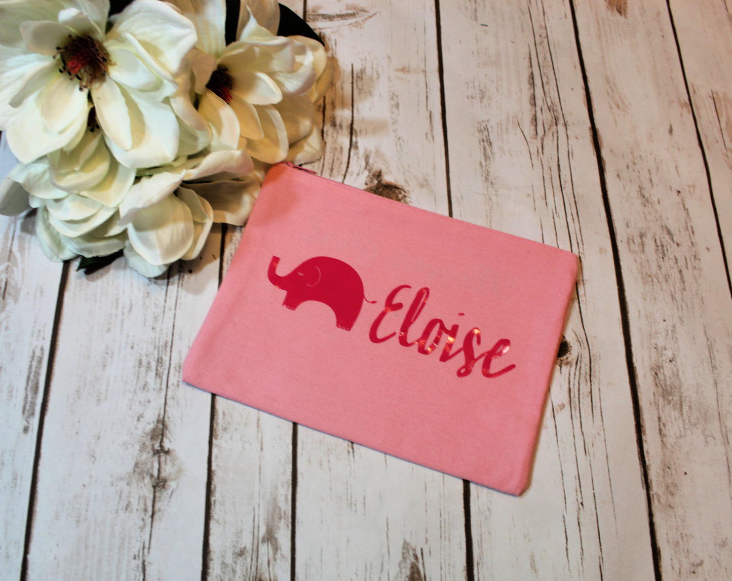 Personalized Elephant Cotton Canvas Make Up Bag freeshipping - Be Vocal Designs