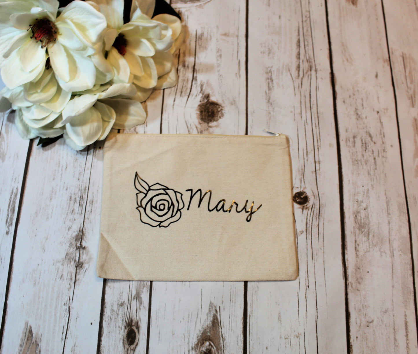 Personalized Floral Cotton Canvas Make Up Bag freeshipping - Be Vocal Designs
