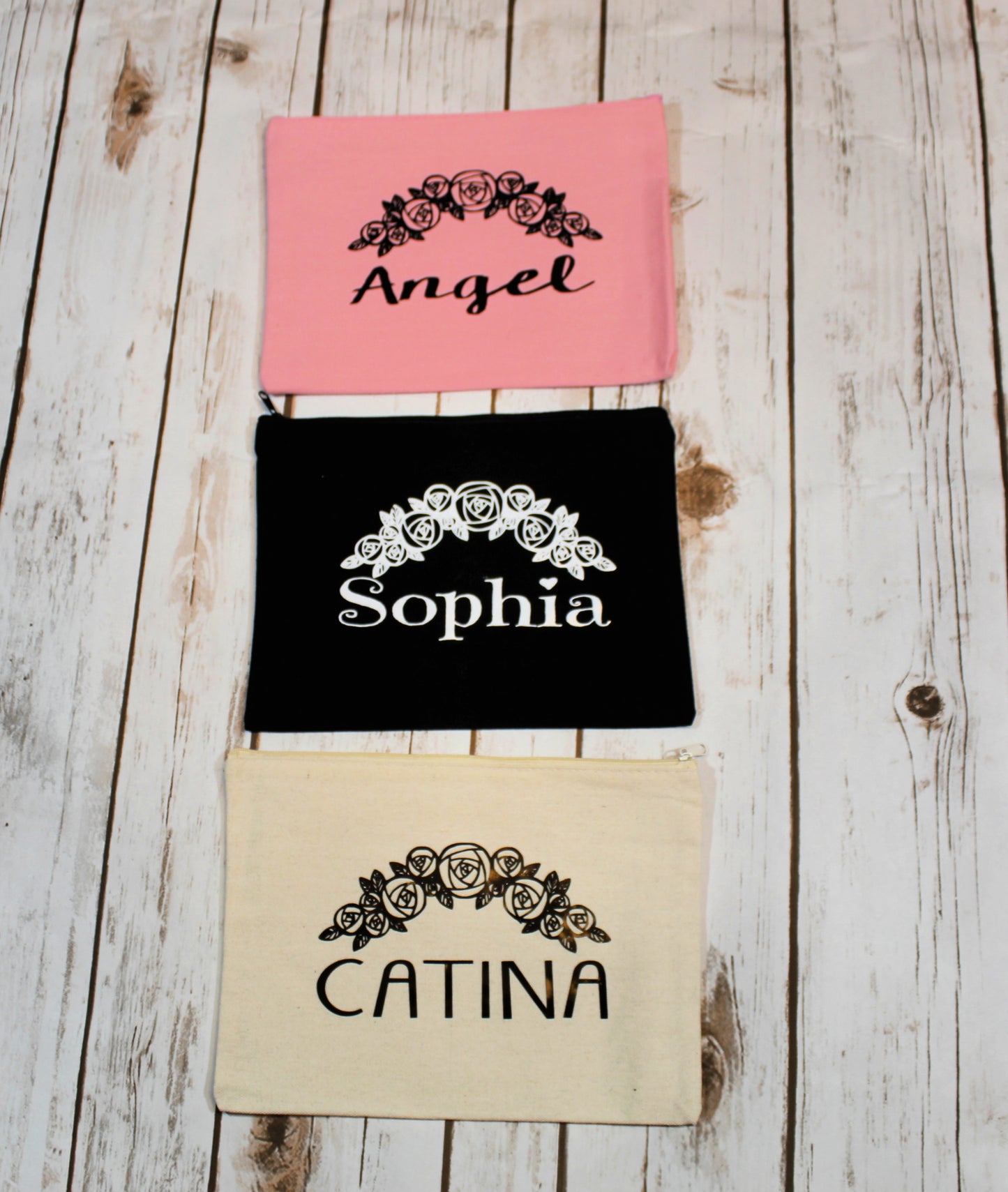 Personalized Floral Cotton Canvas Make Up Bag freeshipping - Be Vocal Designs