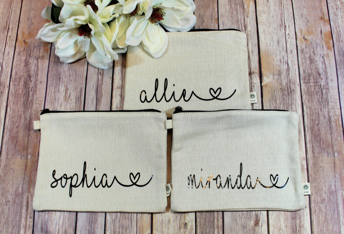 Personalized Hemp Make Up Bag freeshipping - Be Vocal Designs