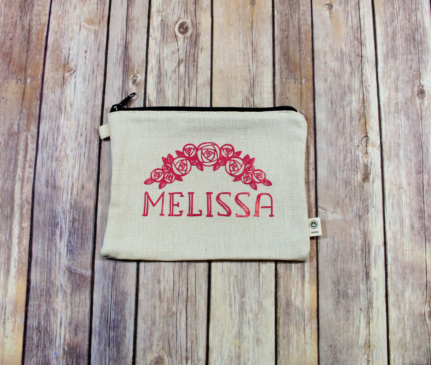 Personalized Floral Hemp Make Up Bag freeshipping - Be Vocal Designs