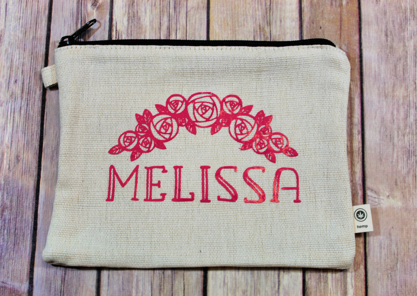 Personalized Floral Hemp Make Up Bag freeshipping - Be Vocal Designs