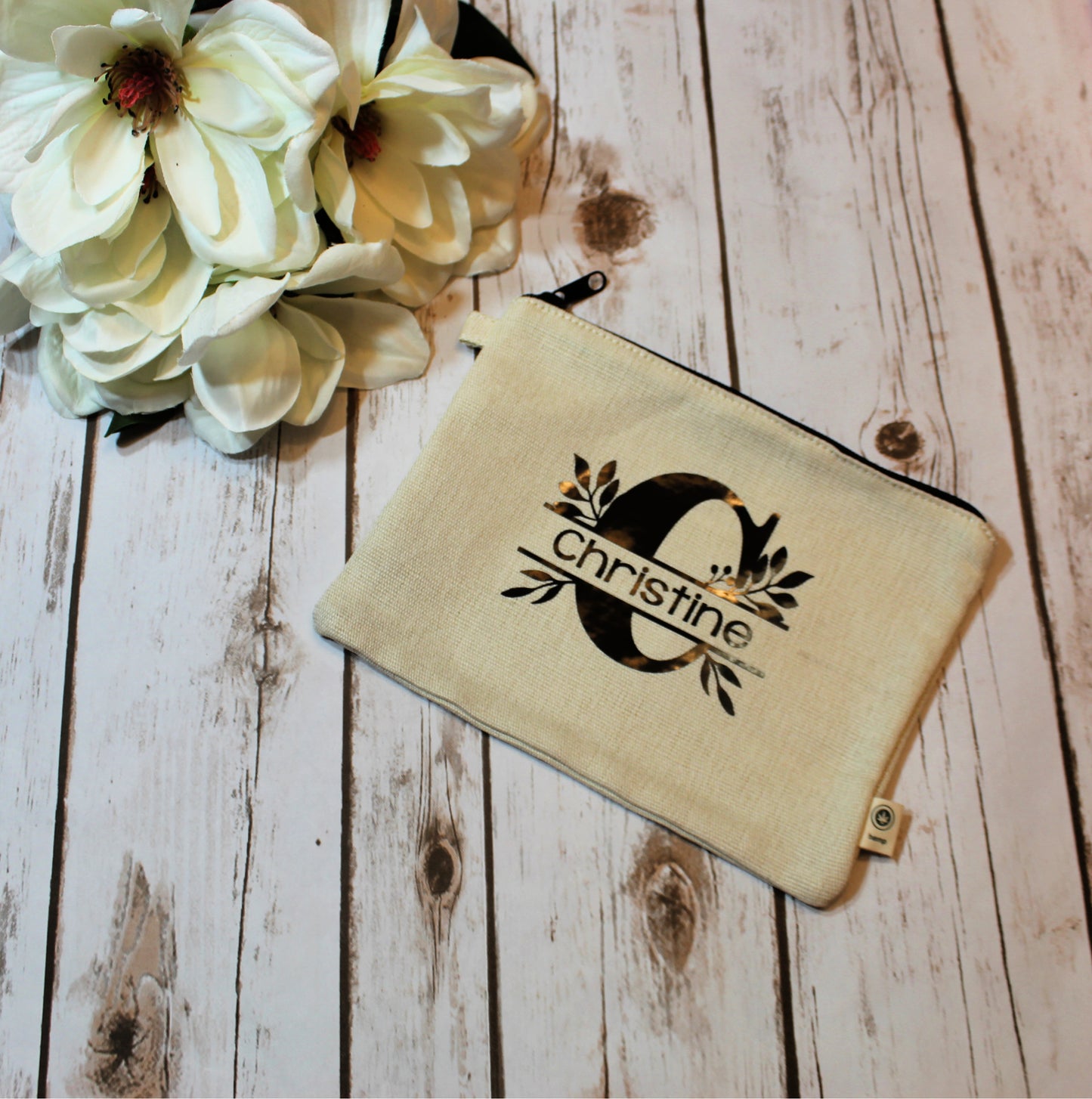 Personalized Split Letter Hemp Make Up Bag freeshipping - Be Vocal Designs