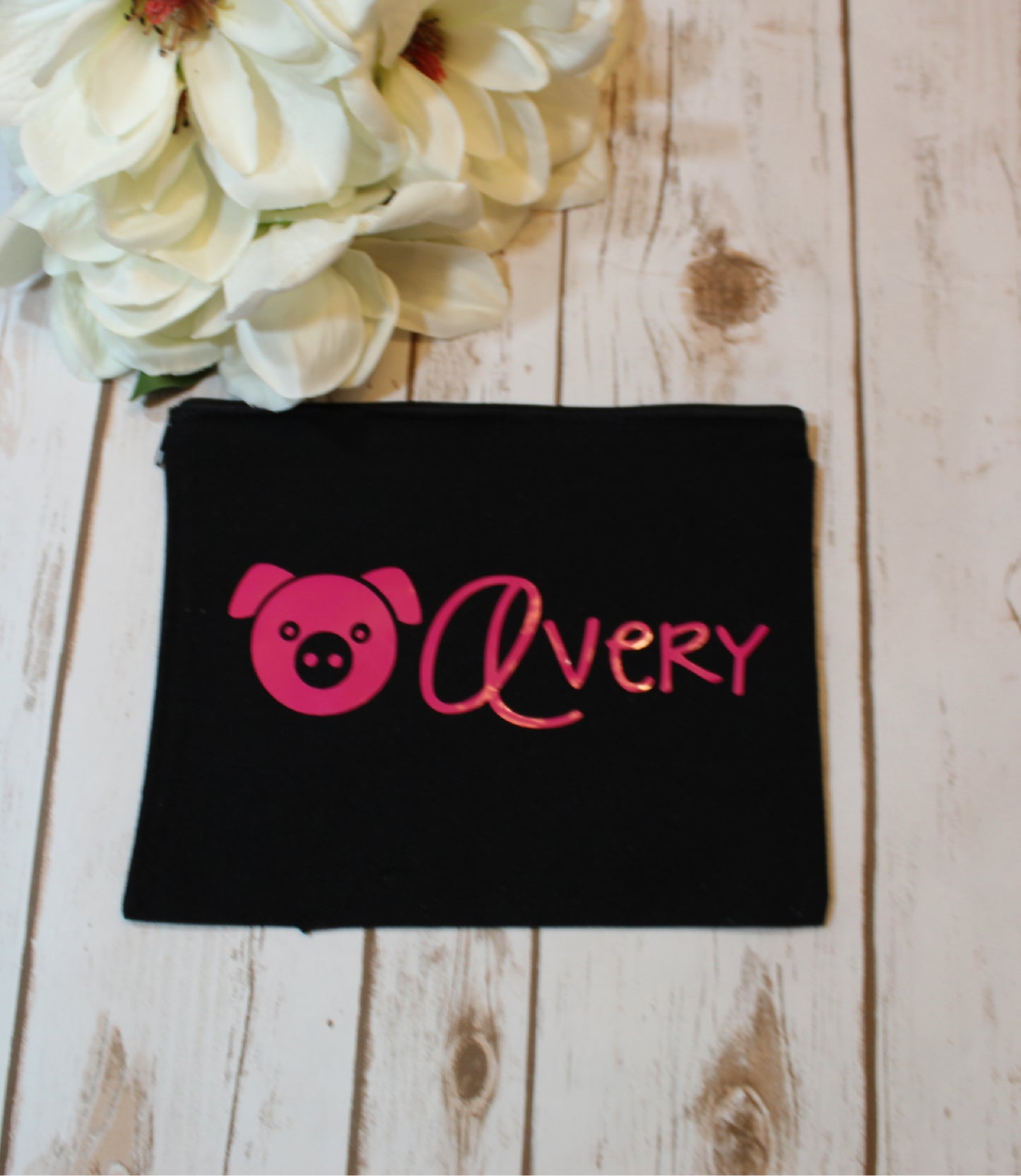 Personalized Pig Cotton Canvas Make Up Bag freeshipping - Be Vocal Designs