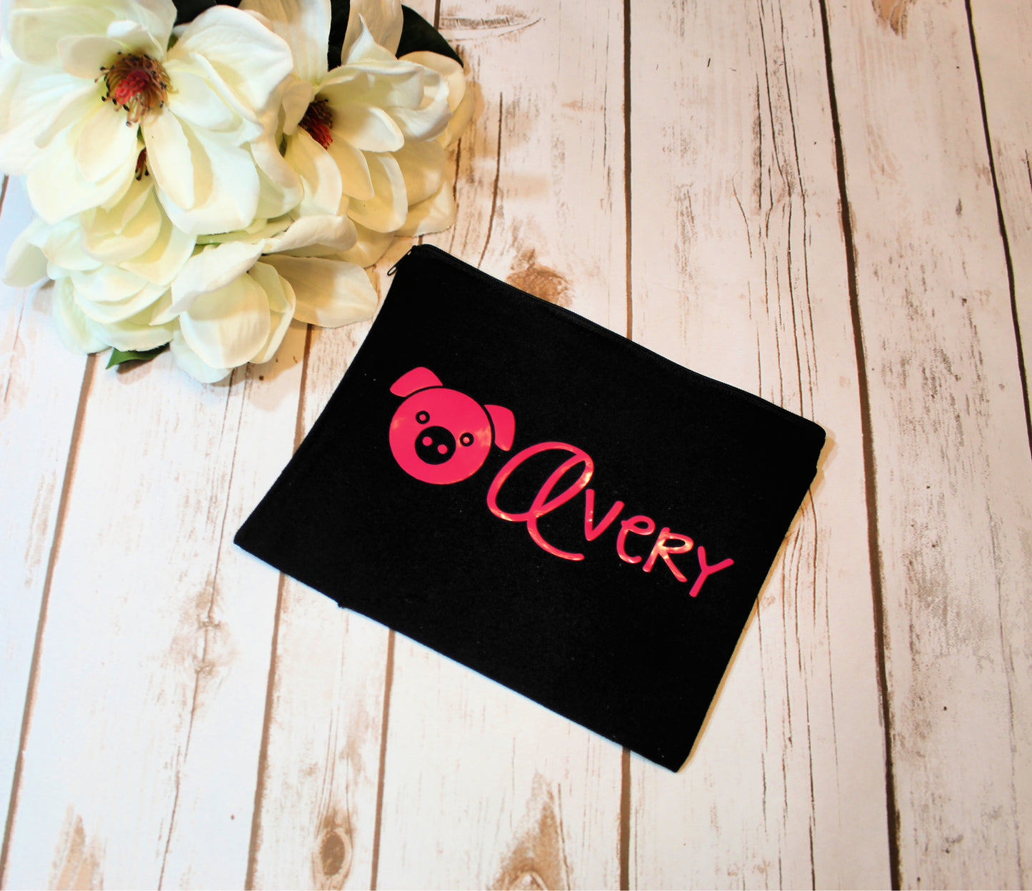 Personalized Pig Cotton Canvas Make Up Bag freeshipping - Be Vocal Designs