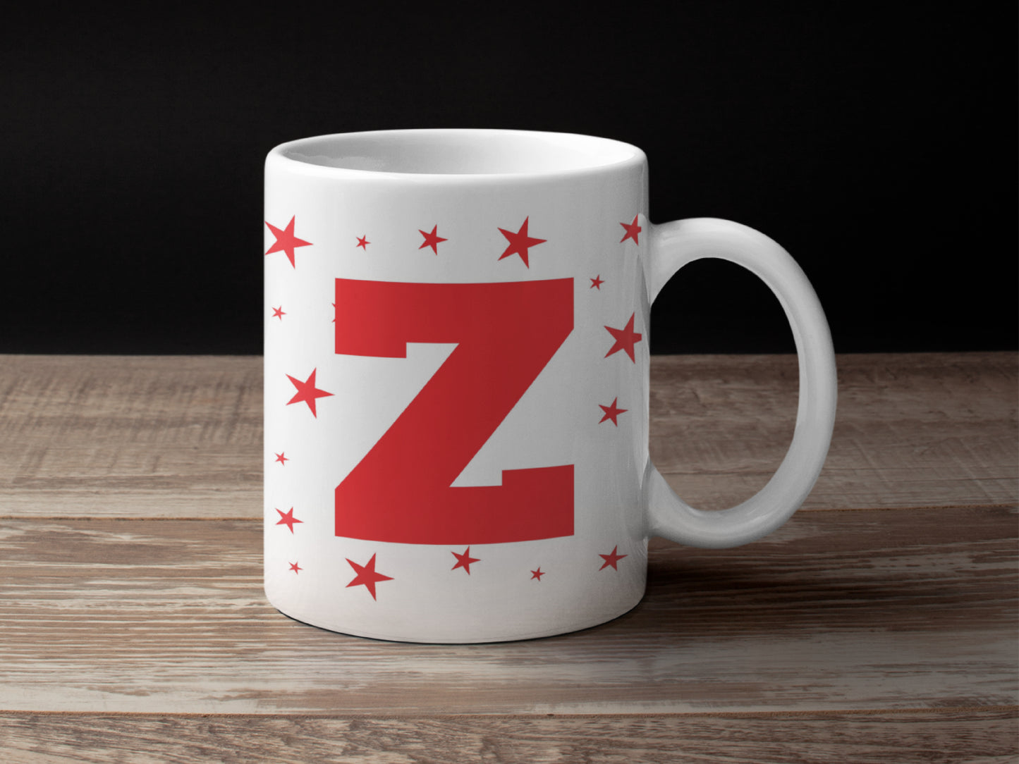 Personalized Large Letter with stars Ceramic Mug