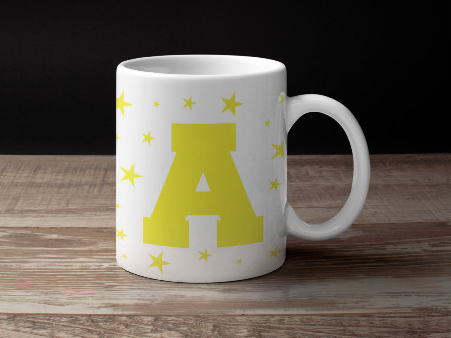 Personalized Large Letter with stars Ceramic Mug