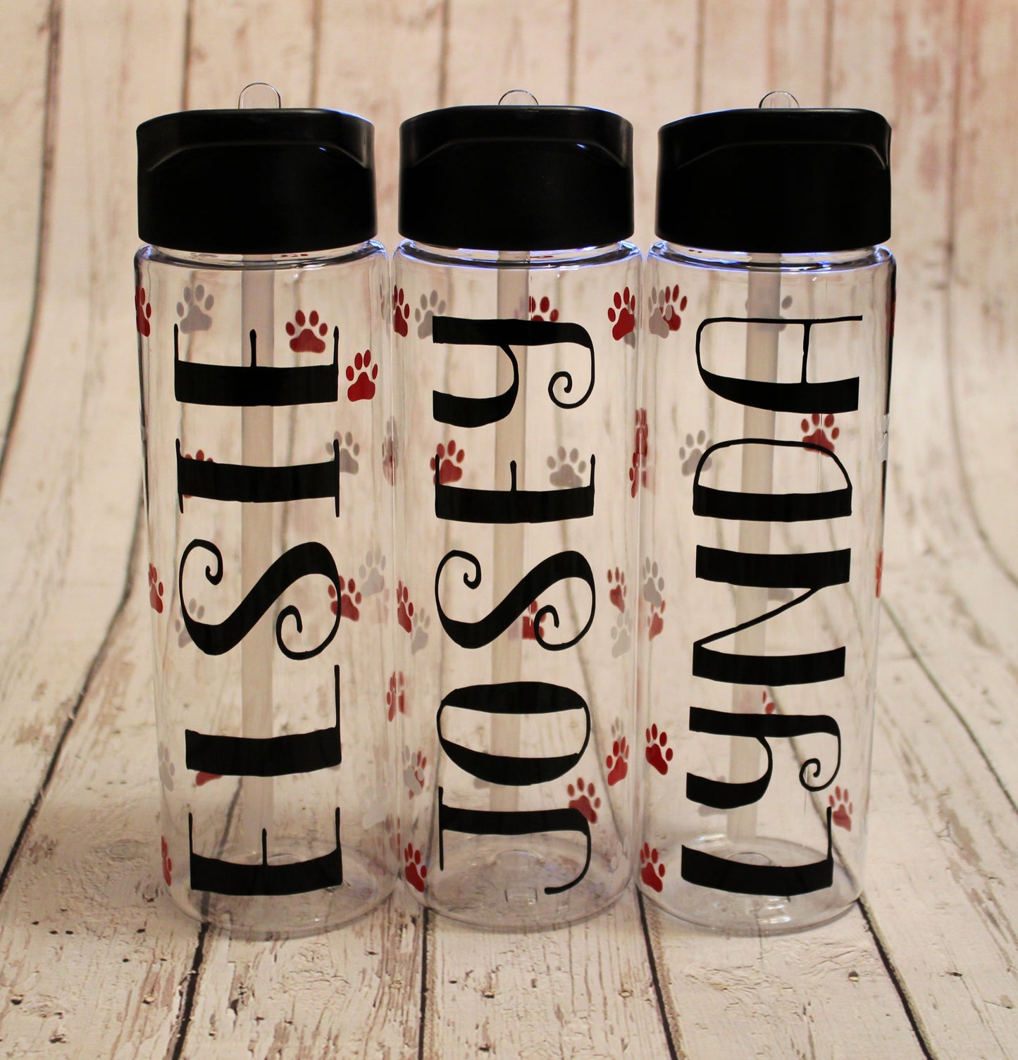 Personalized Plastic Water Bottle with Paw Prints freeshipping - Be Vocal Designs