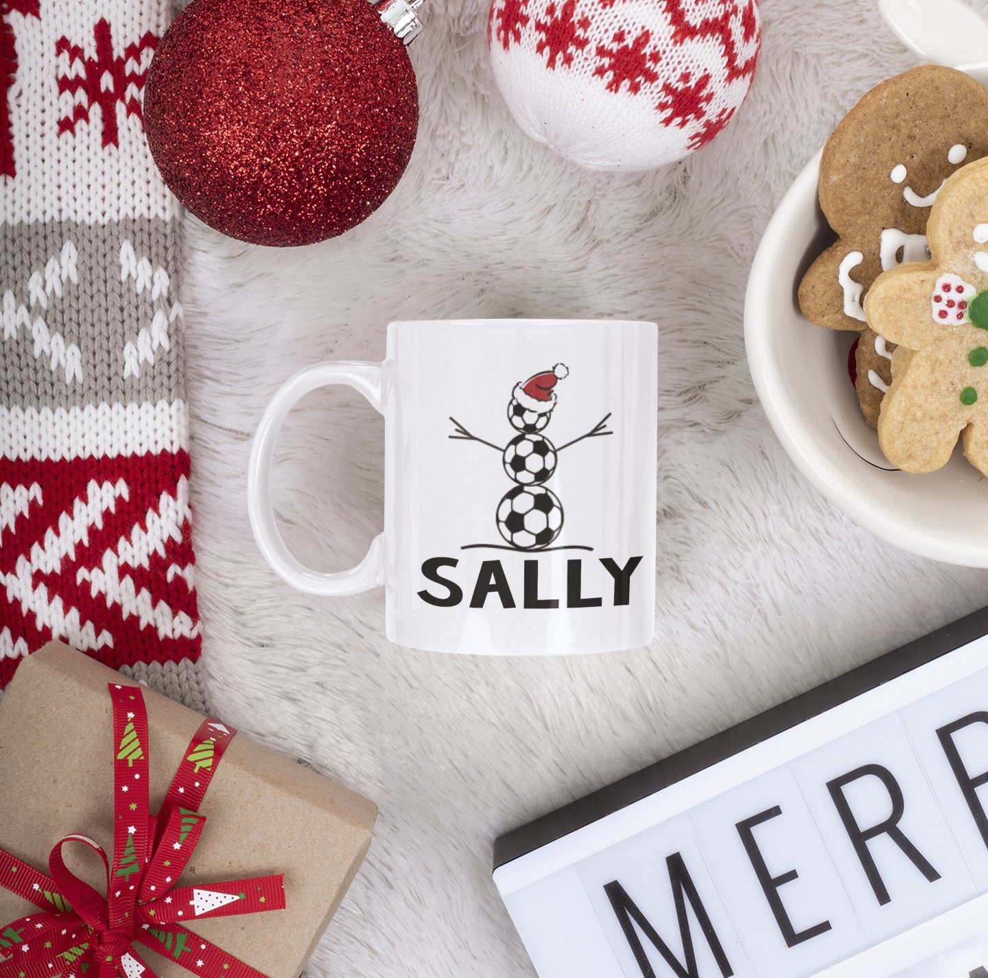 Personalized Soccer Snowman Ceramic Mug